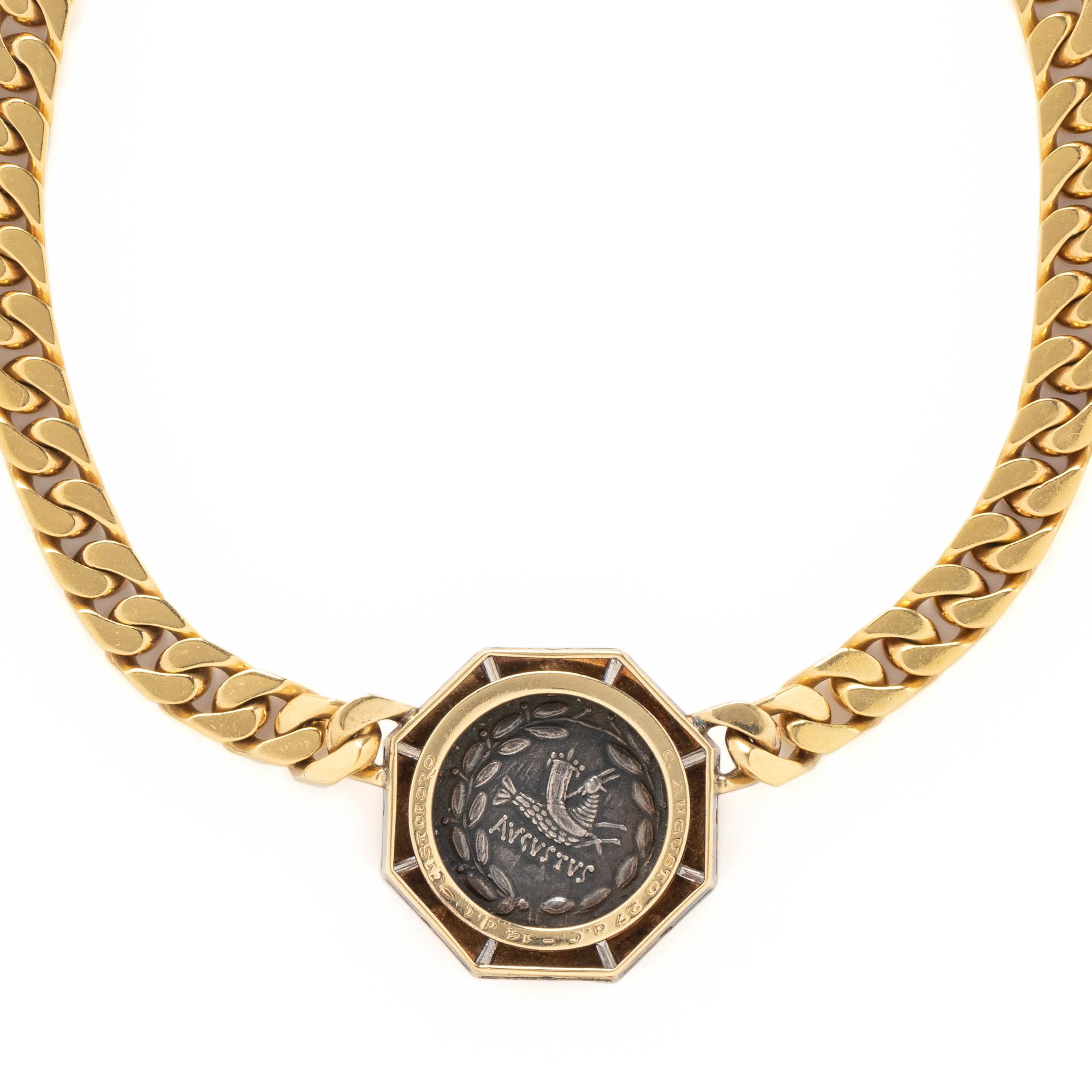 BULGARI, YELLOW GOLD, COIN, AND DIAMOND 'MONETE' NECKLACE