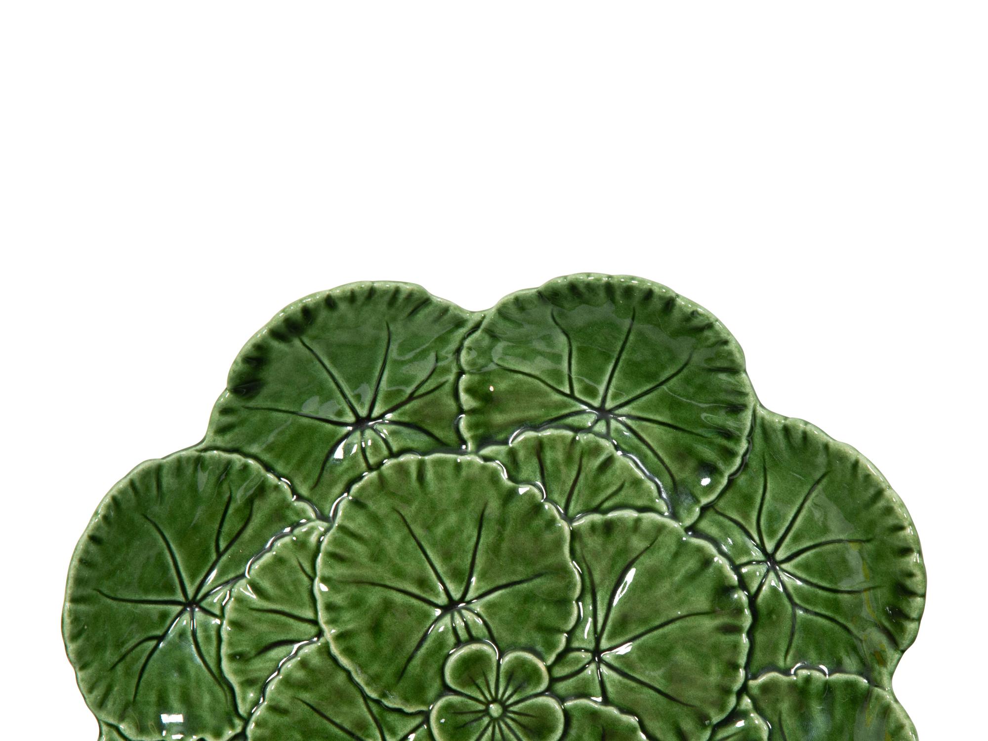 A Large Collection of Portuguese Green Leaf Dinnerware