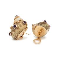 MAZ, SHELL AND AMETHYST EARCLIPS