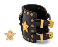 Gianni Versace Black Leather Cuff w/Matching Ear Clip, 1993