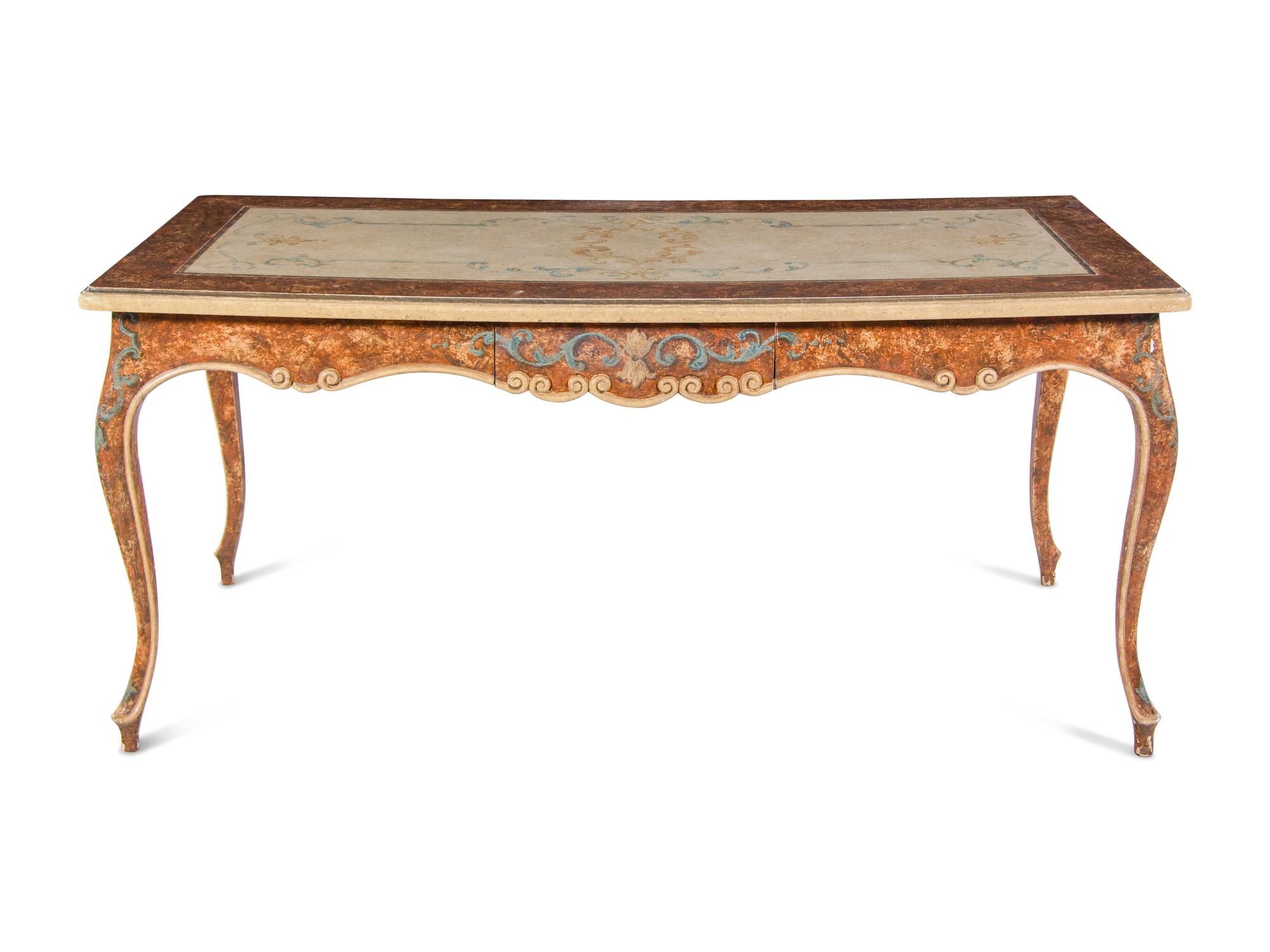 An Italian Faux-Bois and Painted Desk