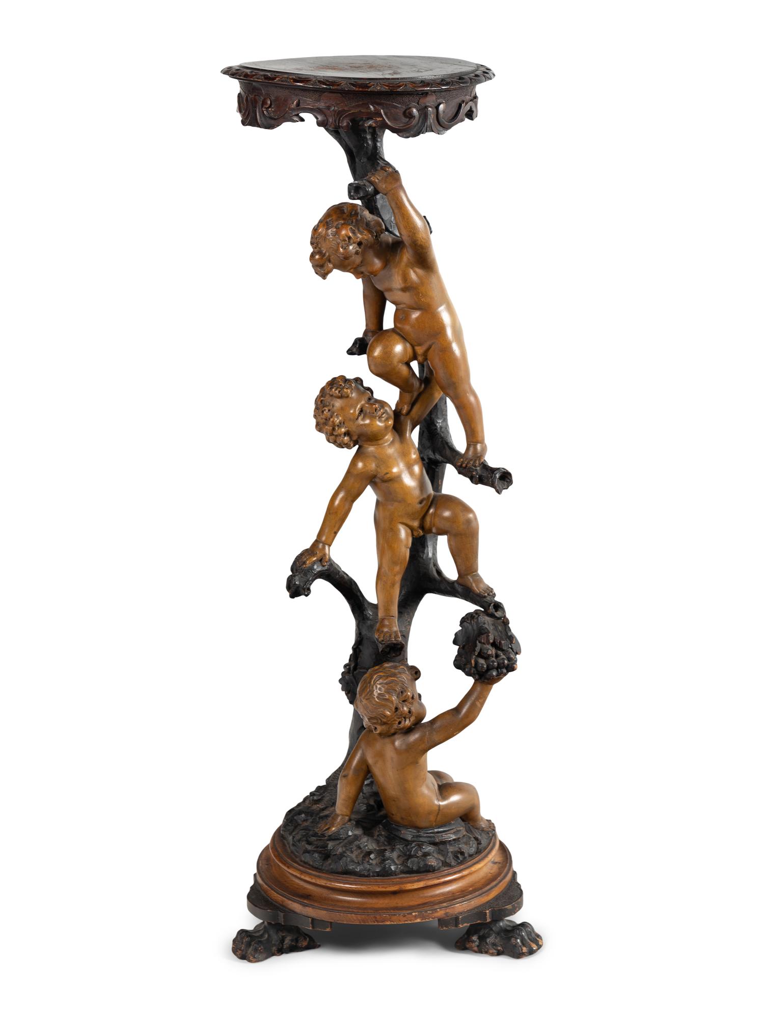 A Venetian Carved Figural Pedestal