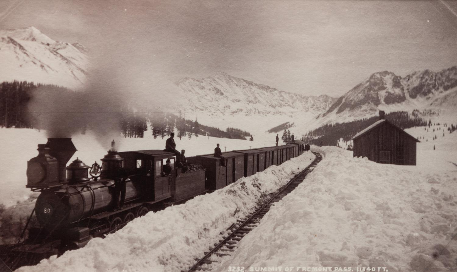 A group of five photographs (854. The Loop; 699. A Glimpse of Pikes Peak. Briarhurst; 1007. Marshall Pass; 3232. Summit of Fremont Pass, 11540 ft.; Untitled (Crossing over a pass))
