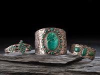 Navajo Curio Cuff Bracelets, with Silver and Turquoise