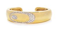 A 14 Karat Yellow Gold and Diamond Cuff Bracelet, 27.00 dwts.