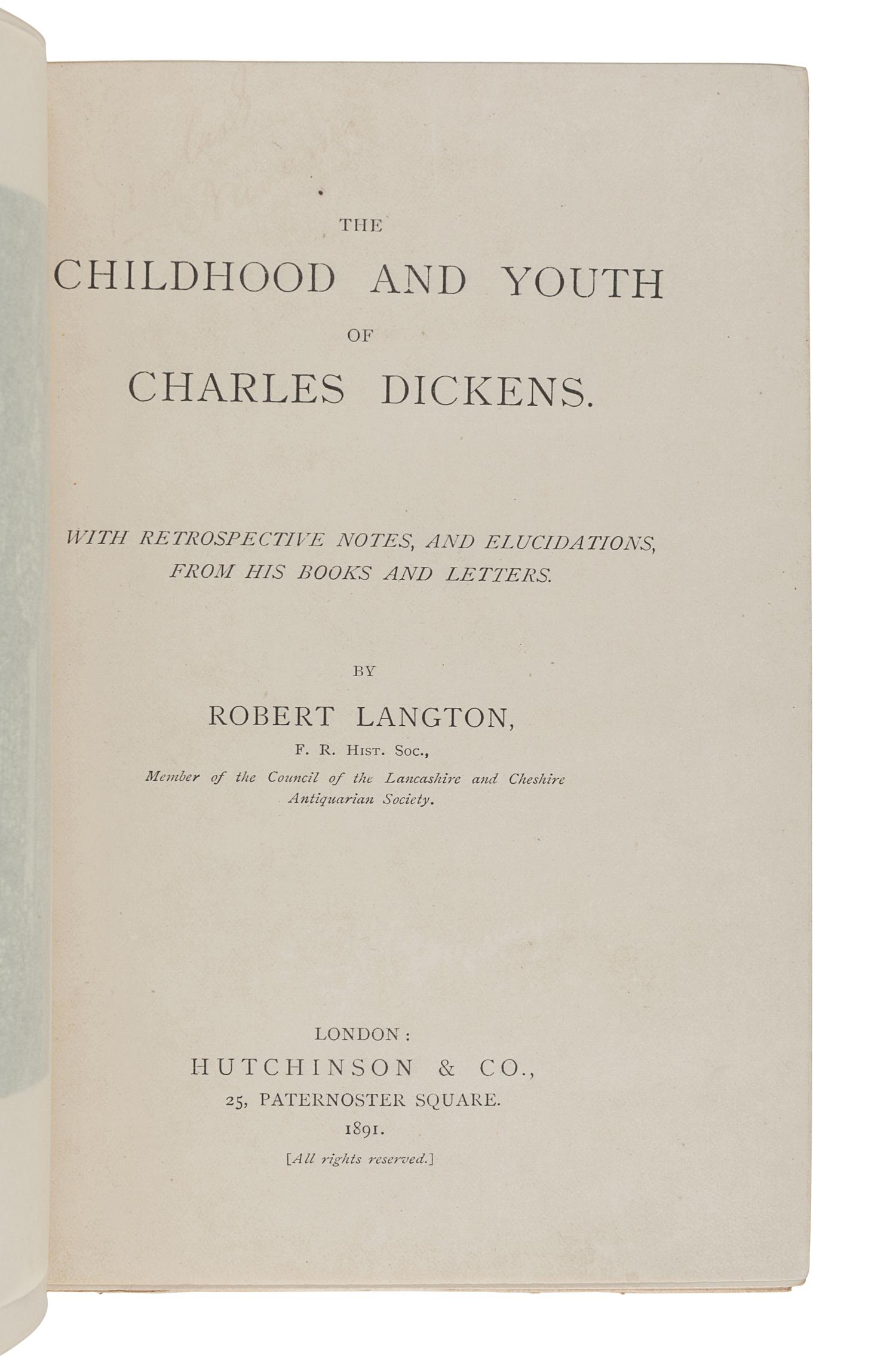 [DICKENS, Charles (1812-1870)]. A group of 3 works about Dickens, comprising: