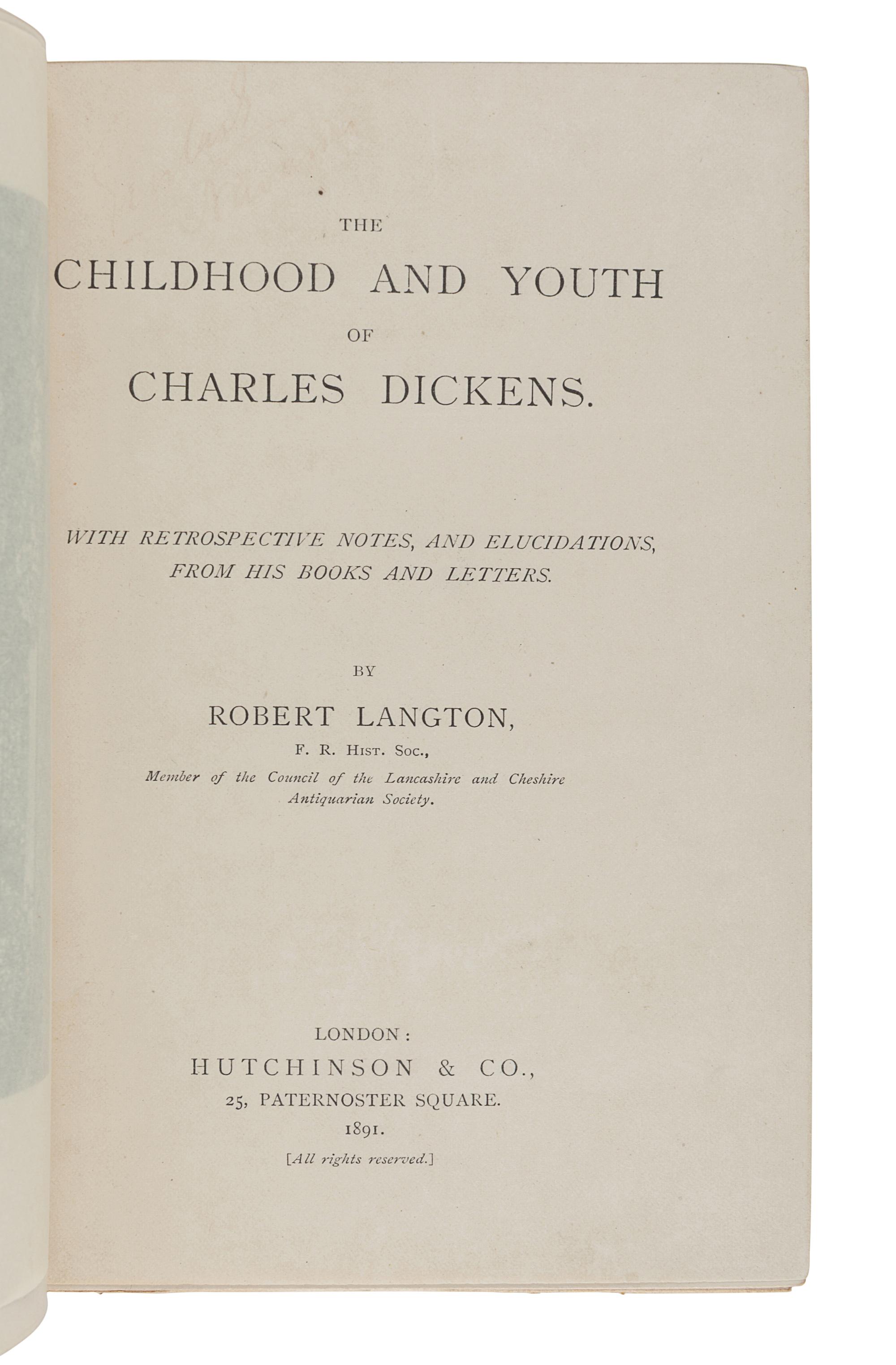 [DICKENS, Charles (1812-1870)]. A group of 3 works about Dickens, comprising: