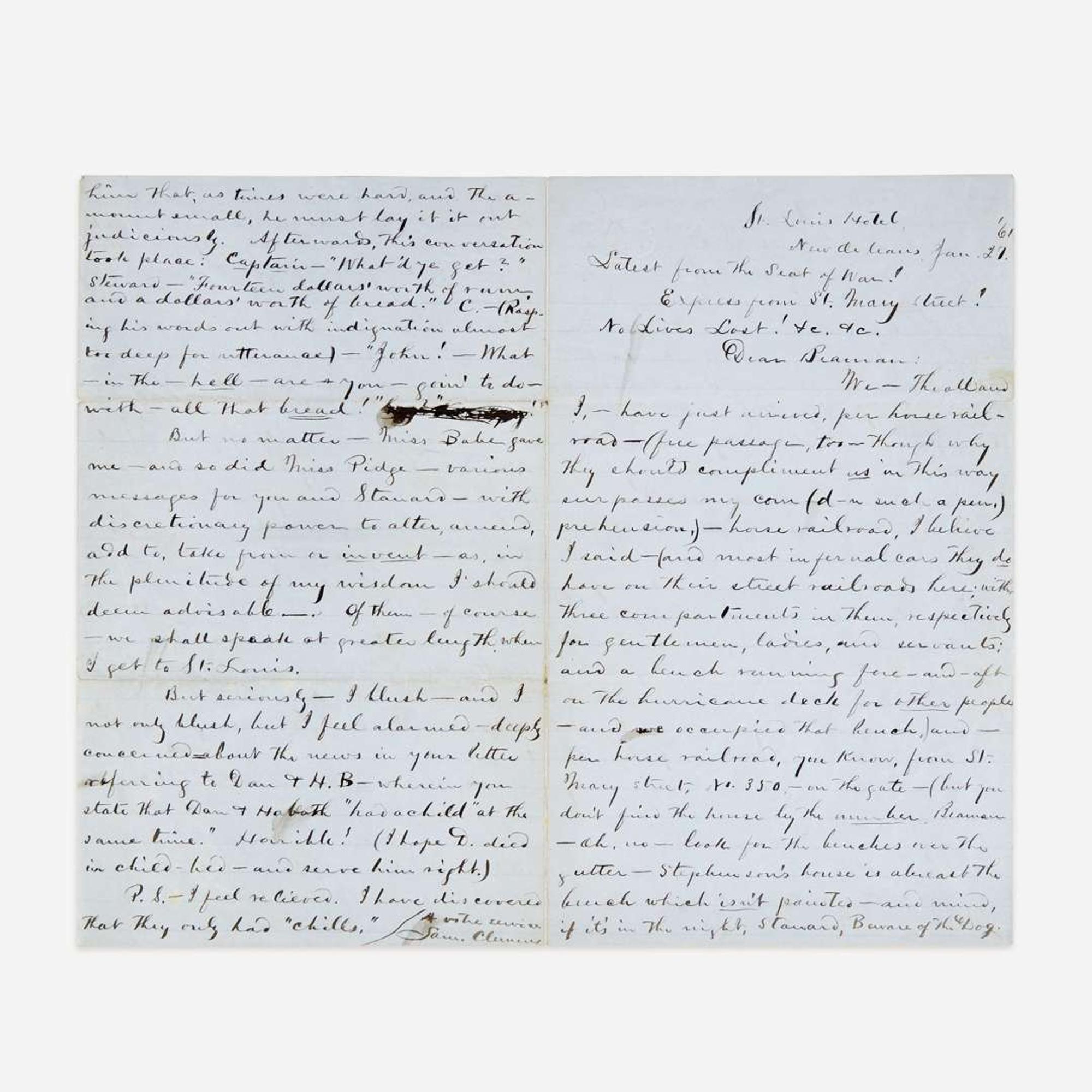 [Literature] Twain, Mark (Samuel Clemens) Autograph Letter, signed