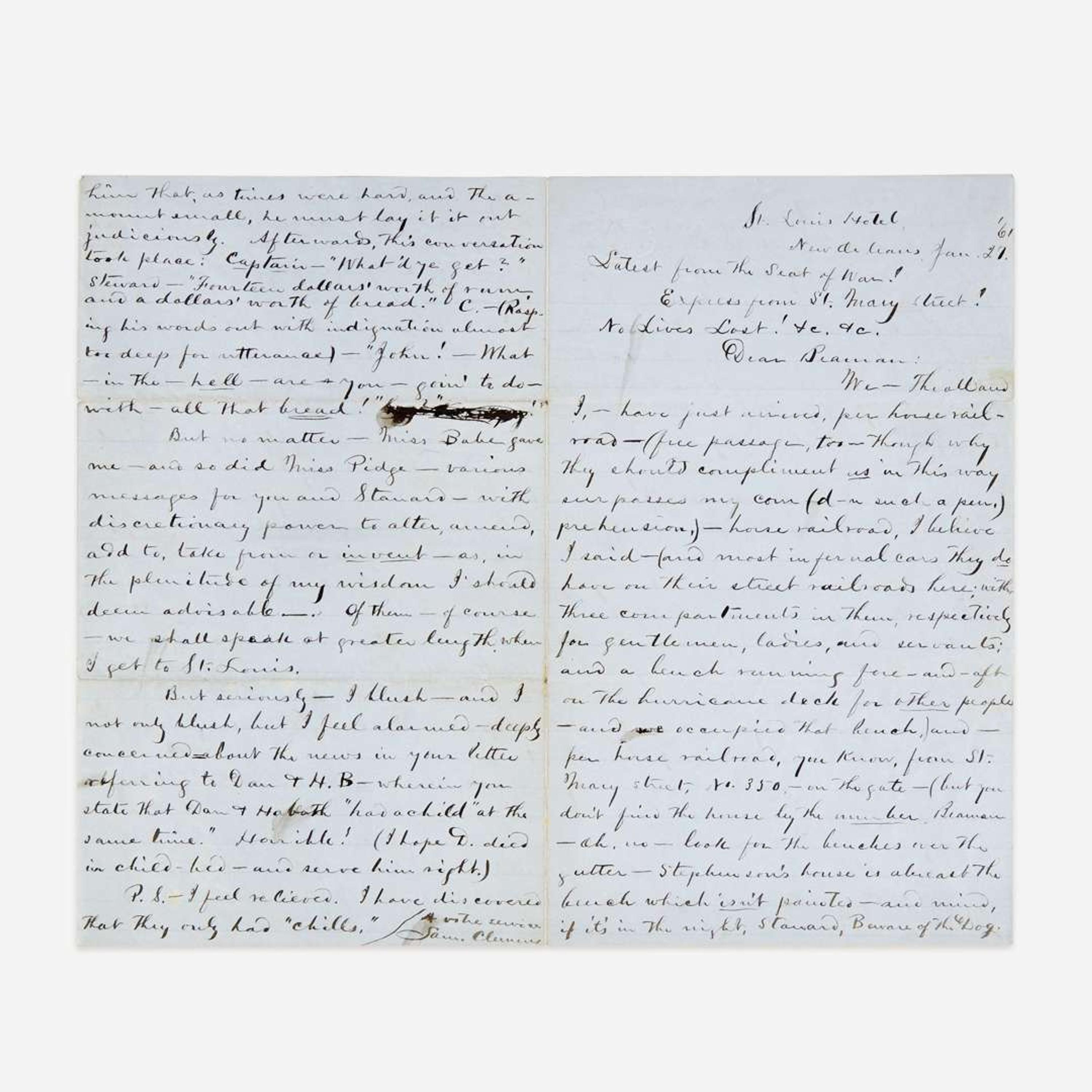 [Literature] Twain, Mark (Samuel Clemens) Autograph Letter, signed