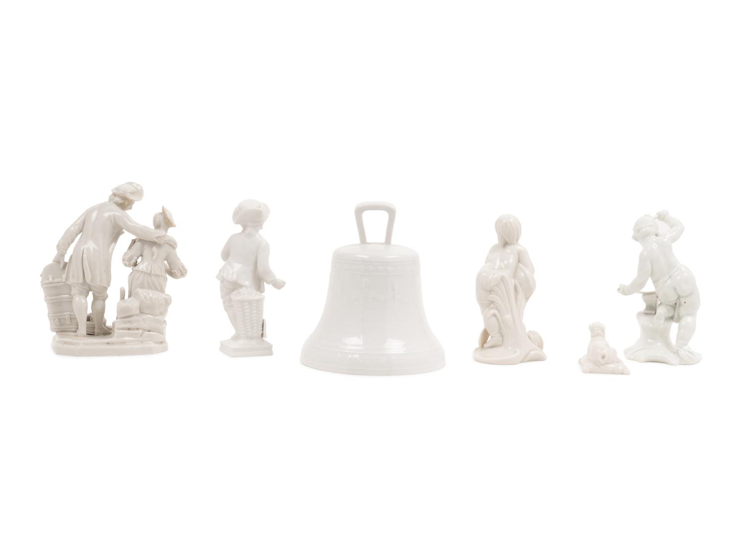 A Group of Seven White Porcelain Articles