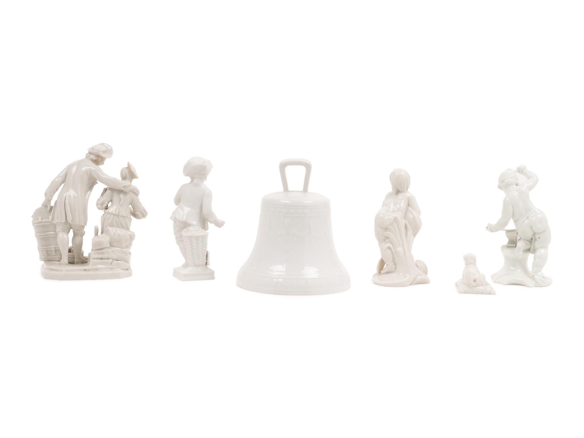 A Group of Seven White Porcelain Articles