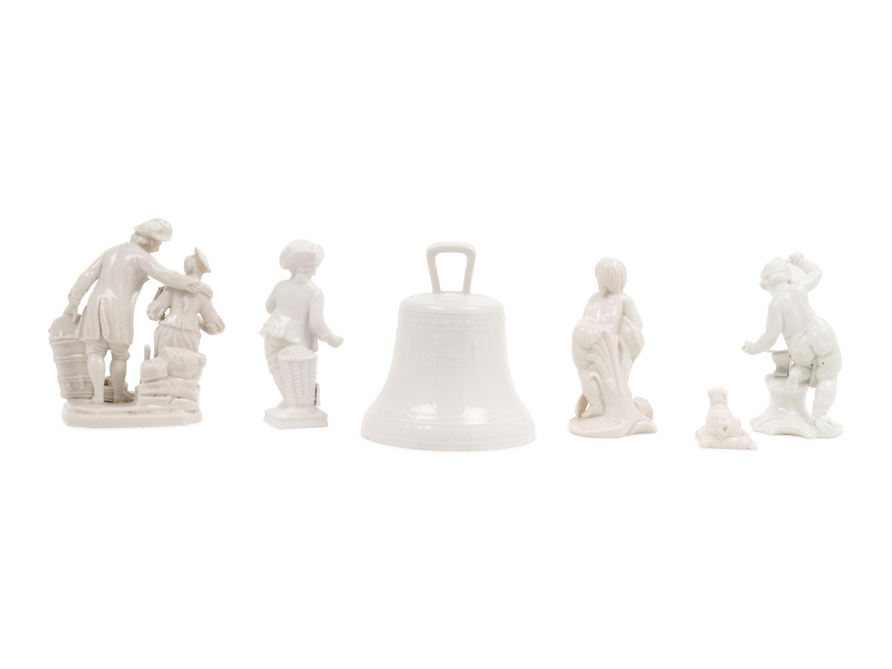 A Group of Seven White Porcelain Articles