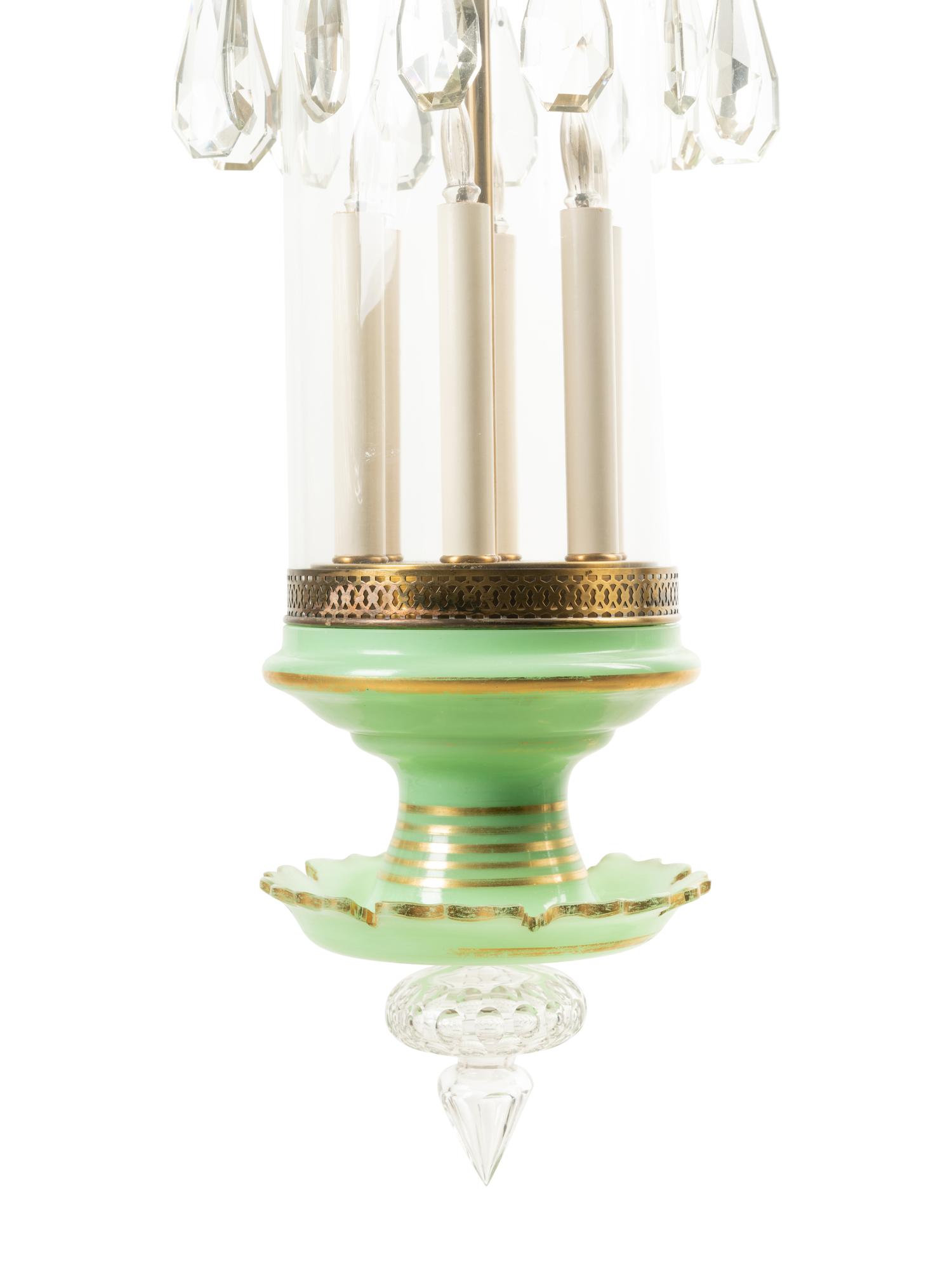 An Opaline Glass Hall Lantern
