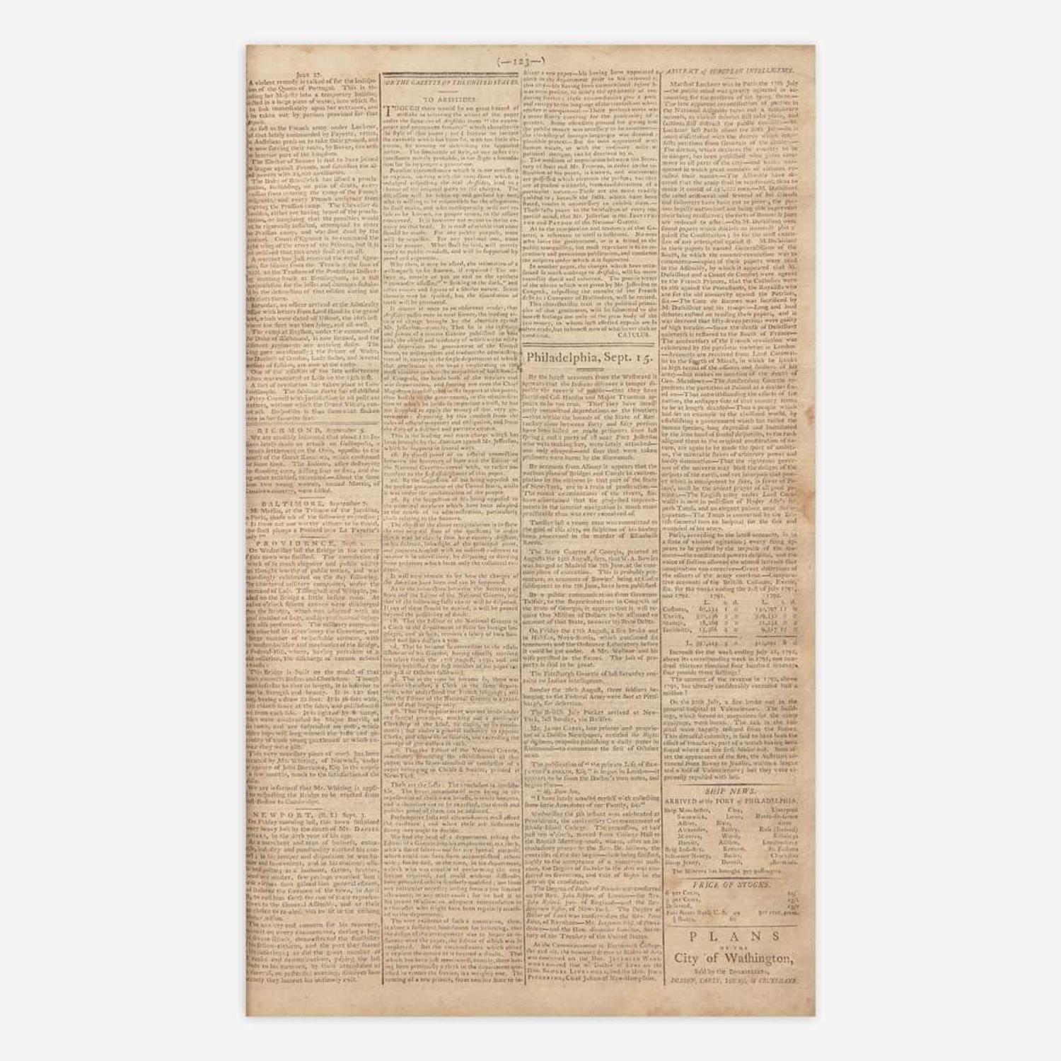 [Hamilton, Alexander, and Thomas Jefferson and George Washington, et al.] [Pacificus-Helvidius] 131 Issues of the Gazette of the United States
