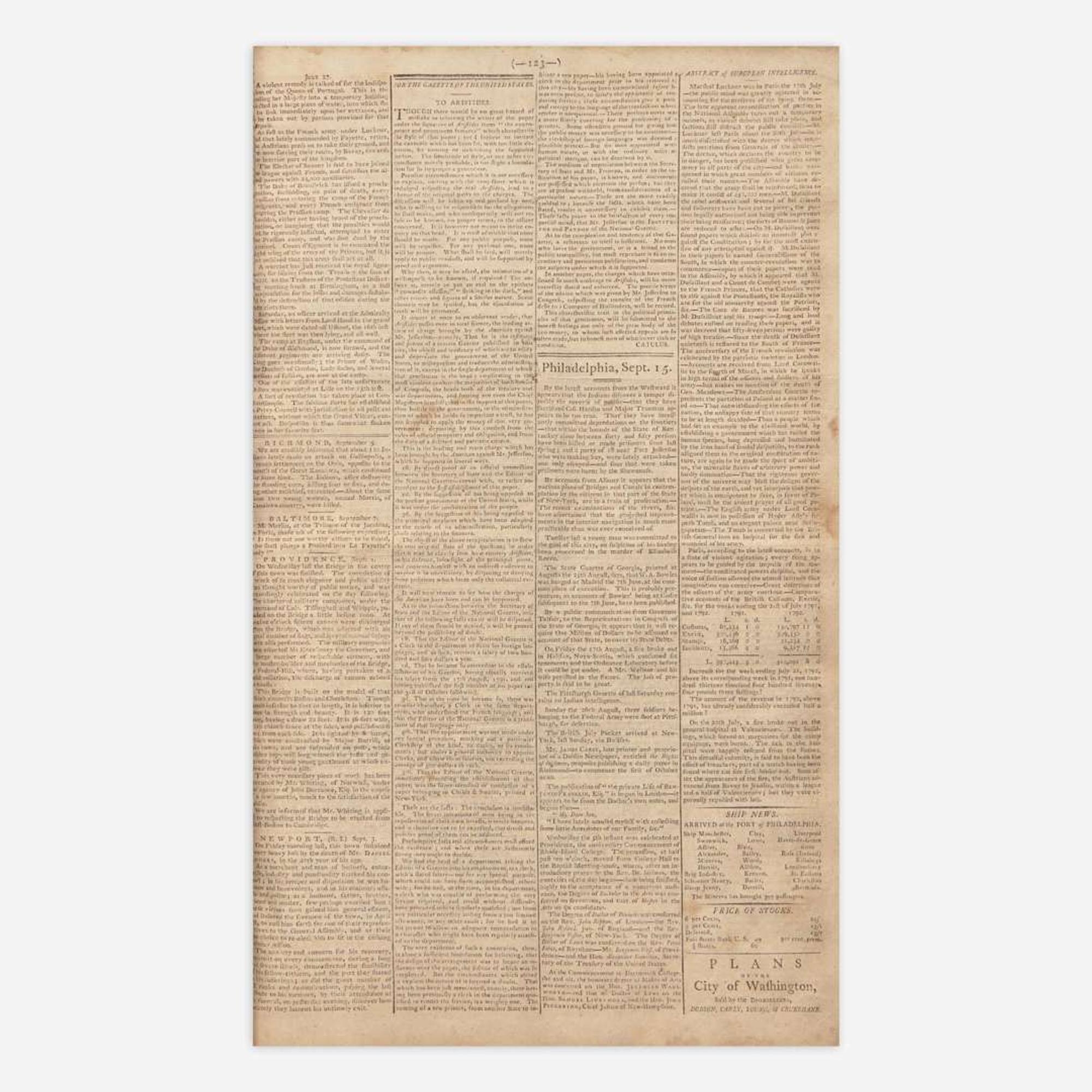 [Hamilton, Alexander, and Thomas Jefferson and George Washington, et al.] [Pacificus-Helvidius] 131 Issues of the Gazette of the United States