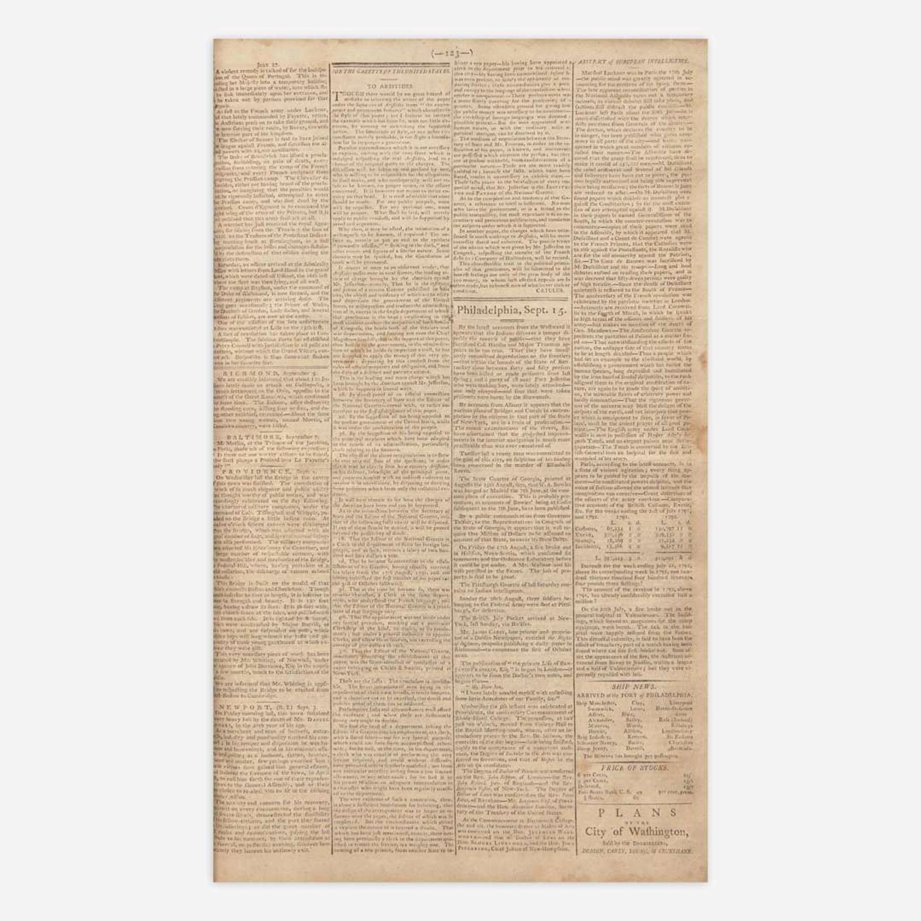 [Hamilton, Alexander, and Thomas Jefferson and George Washington, et al.] [Pacificus-Helvidius] 131 Issues of the Gazette of the United States