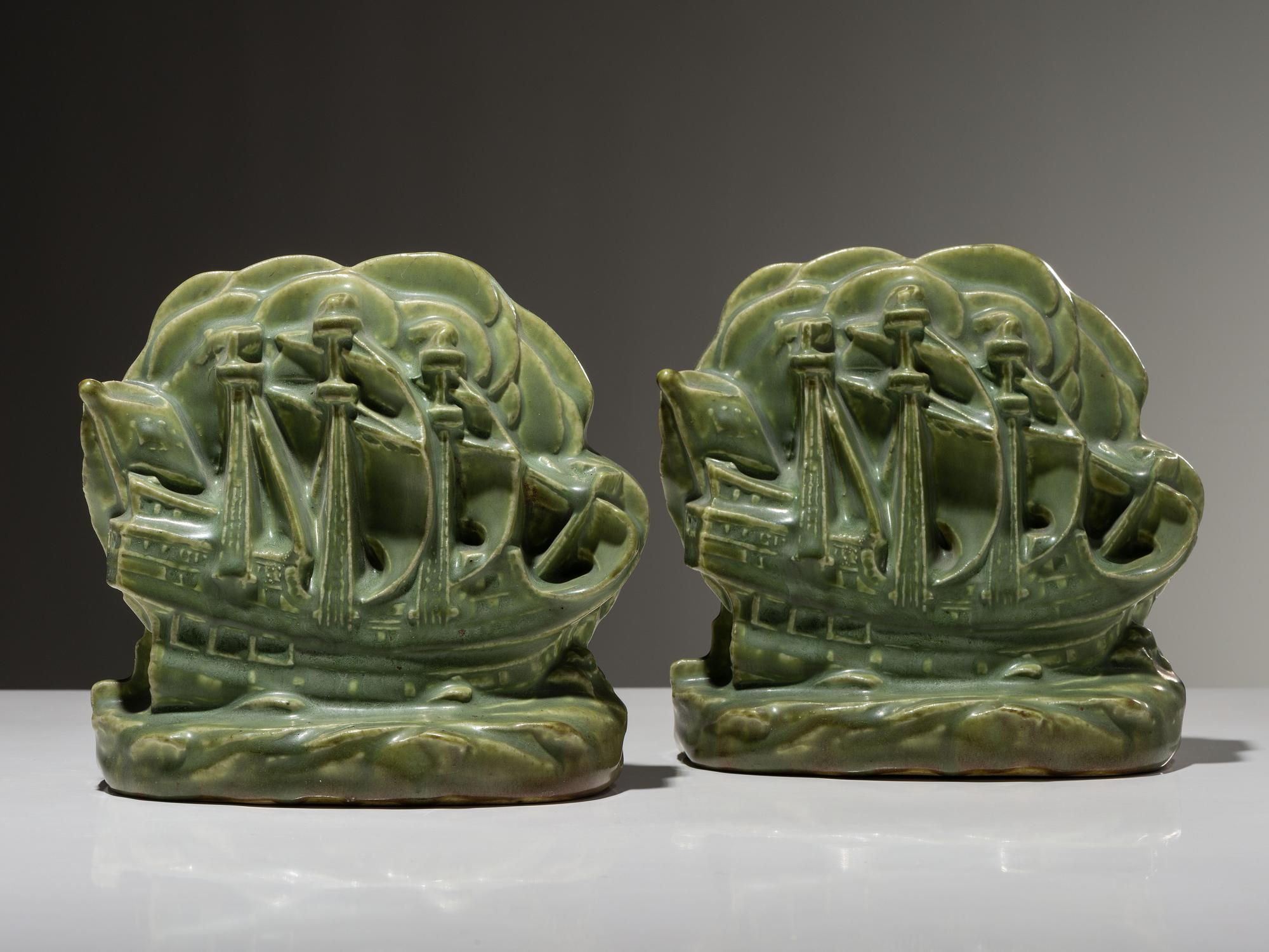 Pair of Galleon Bookends, 1926