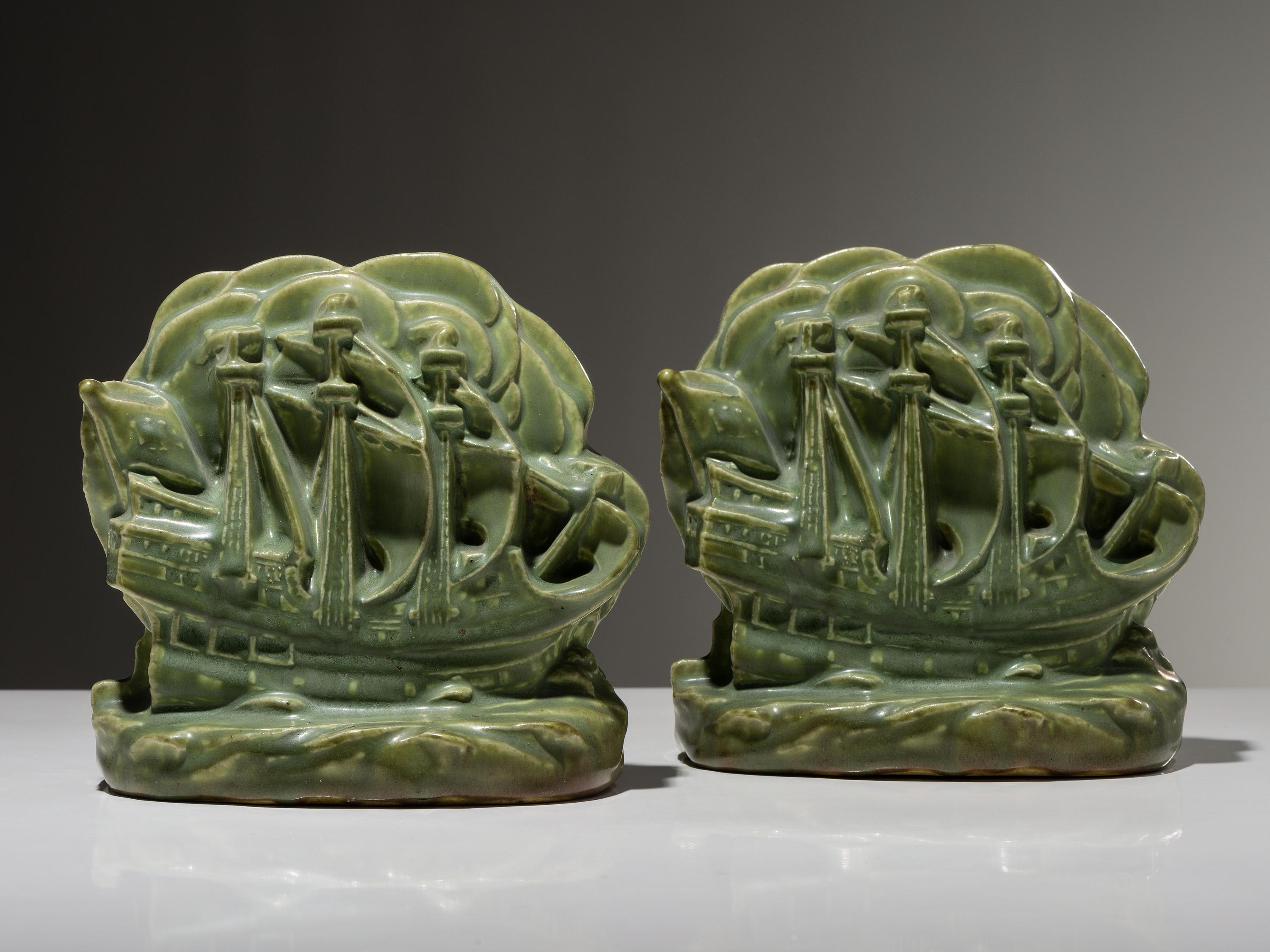 Pair of Galleon Bookends, 1926