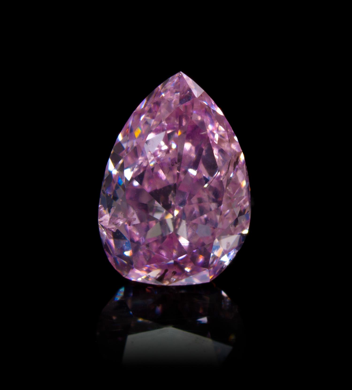 A 0.88 Carat Pear Shape Fancy Intense Purplish Pink Diamond,