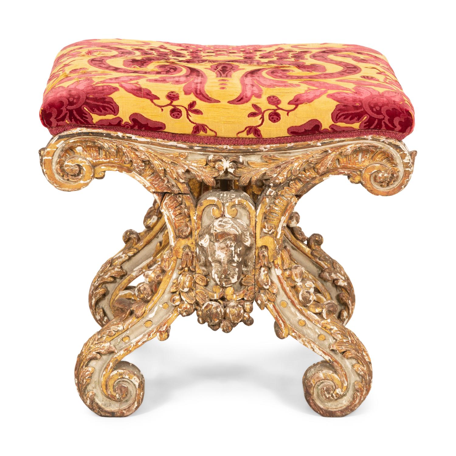 An Italian Giltwood X-form Stool