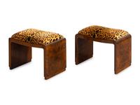 A Pair of Art Deco Burlwood Stools