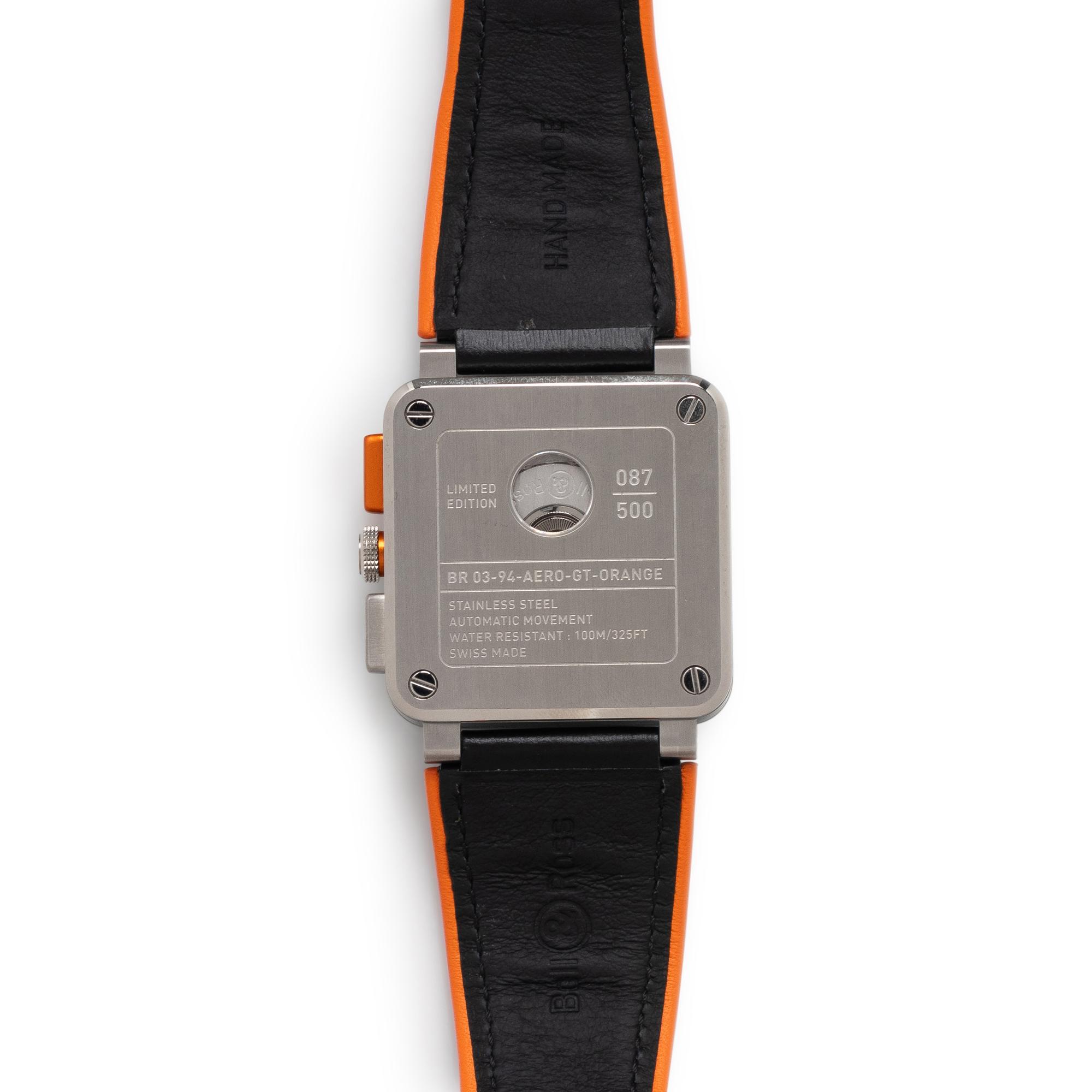BELL & ROSS, STAINLESS STEEL 'BR-03-94 AERO GT ORANGE' CHRONOGRAPH WATCH