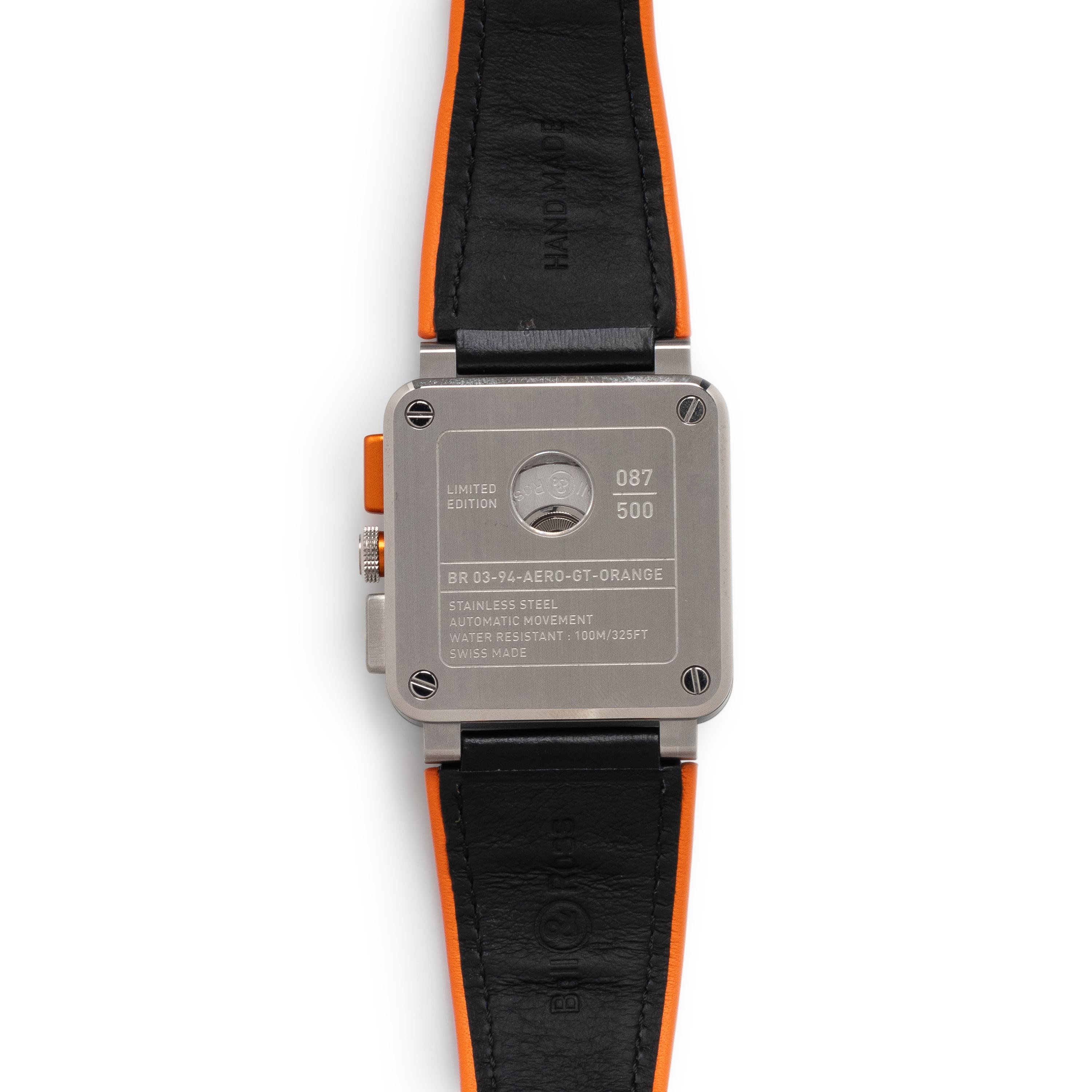BELL & ROSS, STAINLESS STEEL 'BR-03-94 AERO GT ORANGE' CHRONOGRAPH WATCH