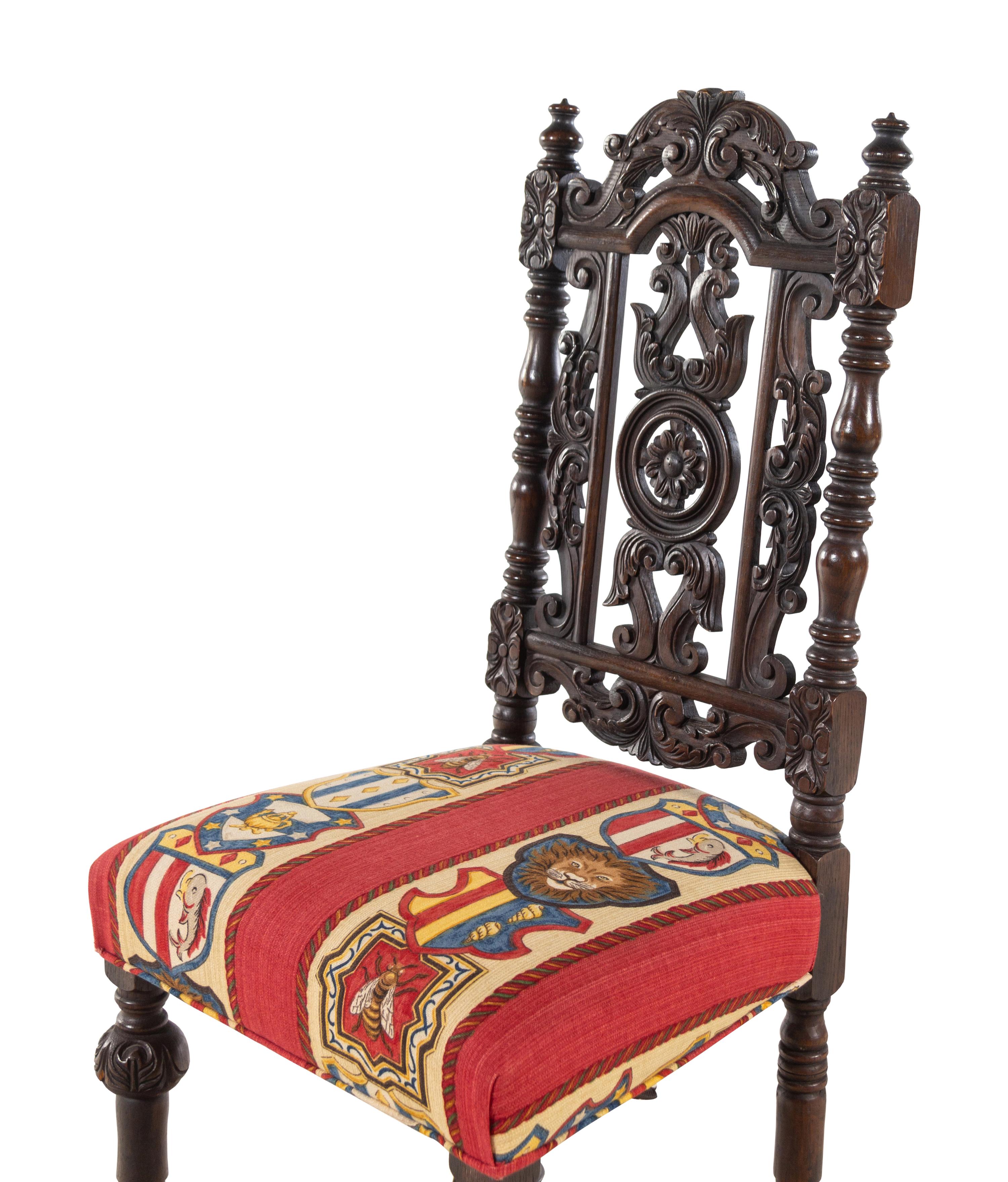 A Set of Ten William and Mary Style Oak Dining Chairs