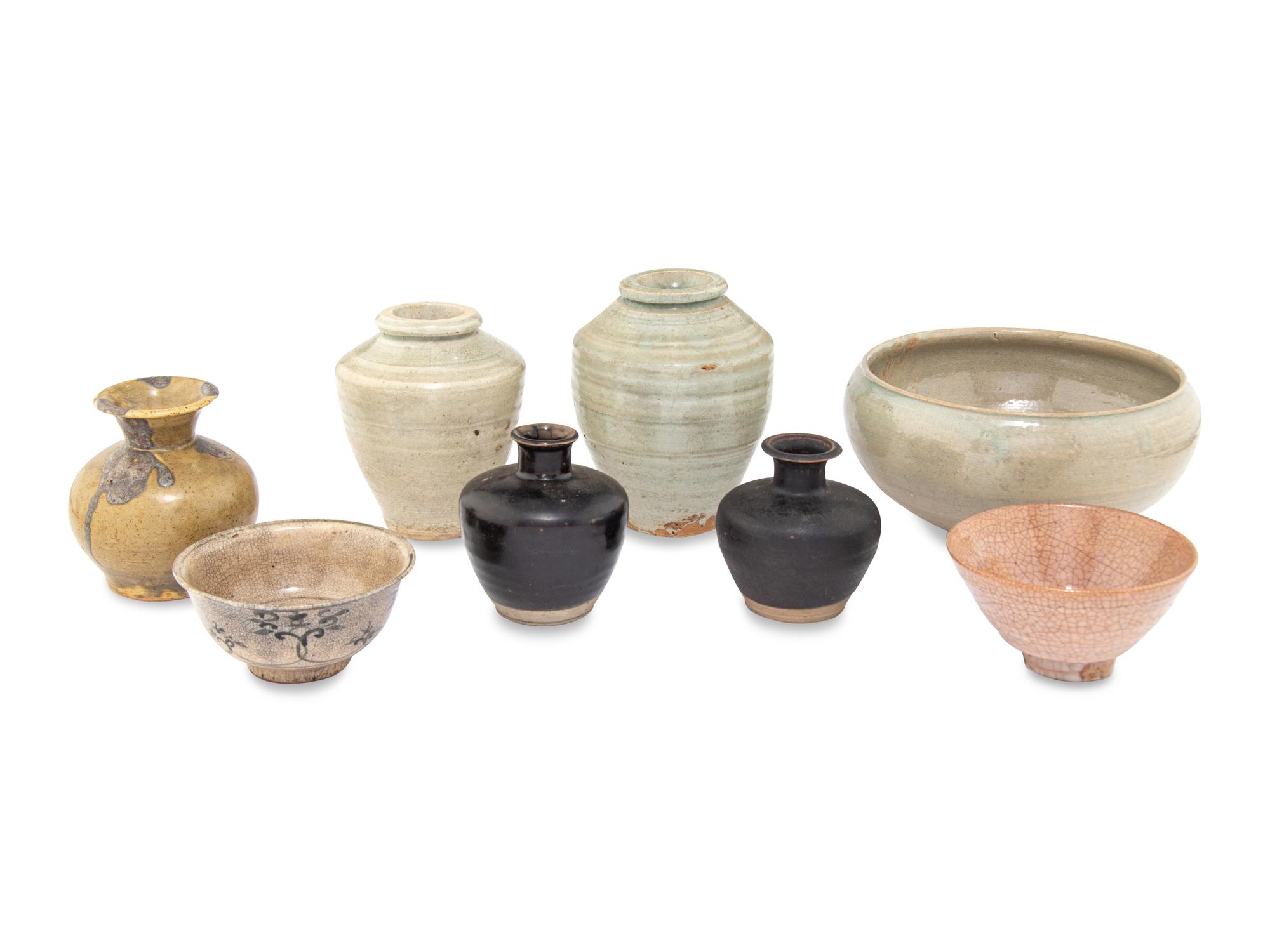 Eight Chinese Monochrome Glazed Porcelain Wares