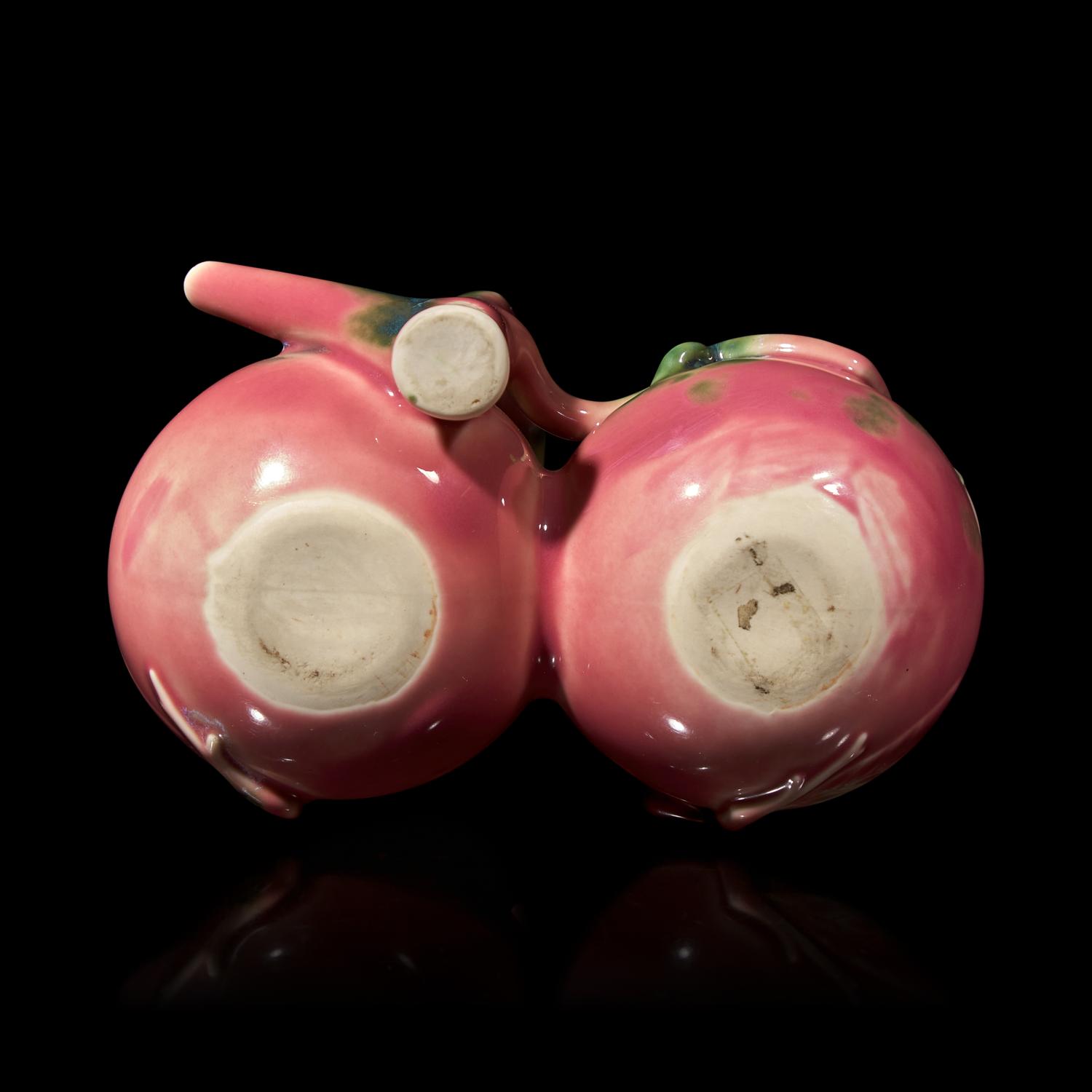 An Unusual "Double Peach" Porcelain Teapot, Seifu Yohei III or IV, Meiji/Taisho Period