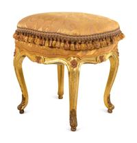 A Pair of Louis XV Giltwood Tabourets
