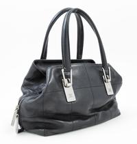 A Chanel Black Leather Handbag, 9.5" x 7" 5"; Handle drop: 5.5".
