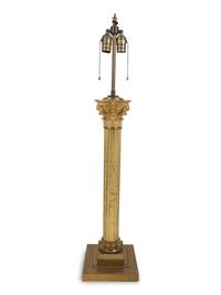 A Continental Gilt Bronze Oil Lamp Converted to Electricity