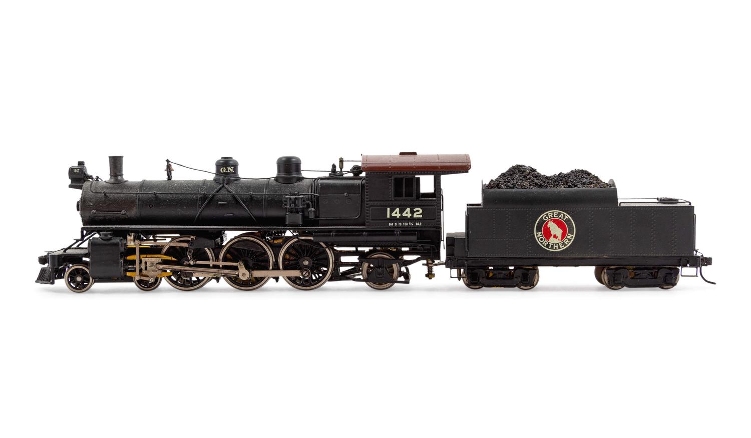 Two Polychrome Japanese HO-Gauge Great Northern Railroad Locomotives and Tenders