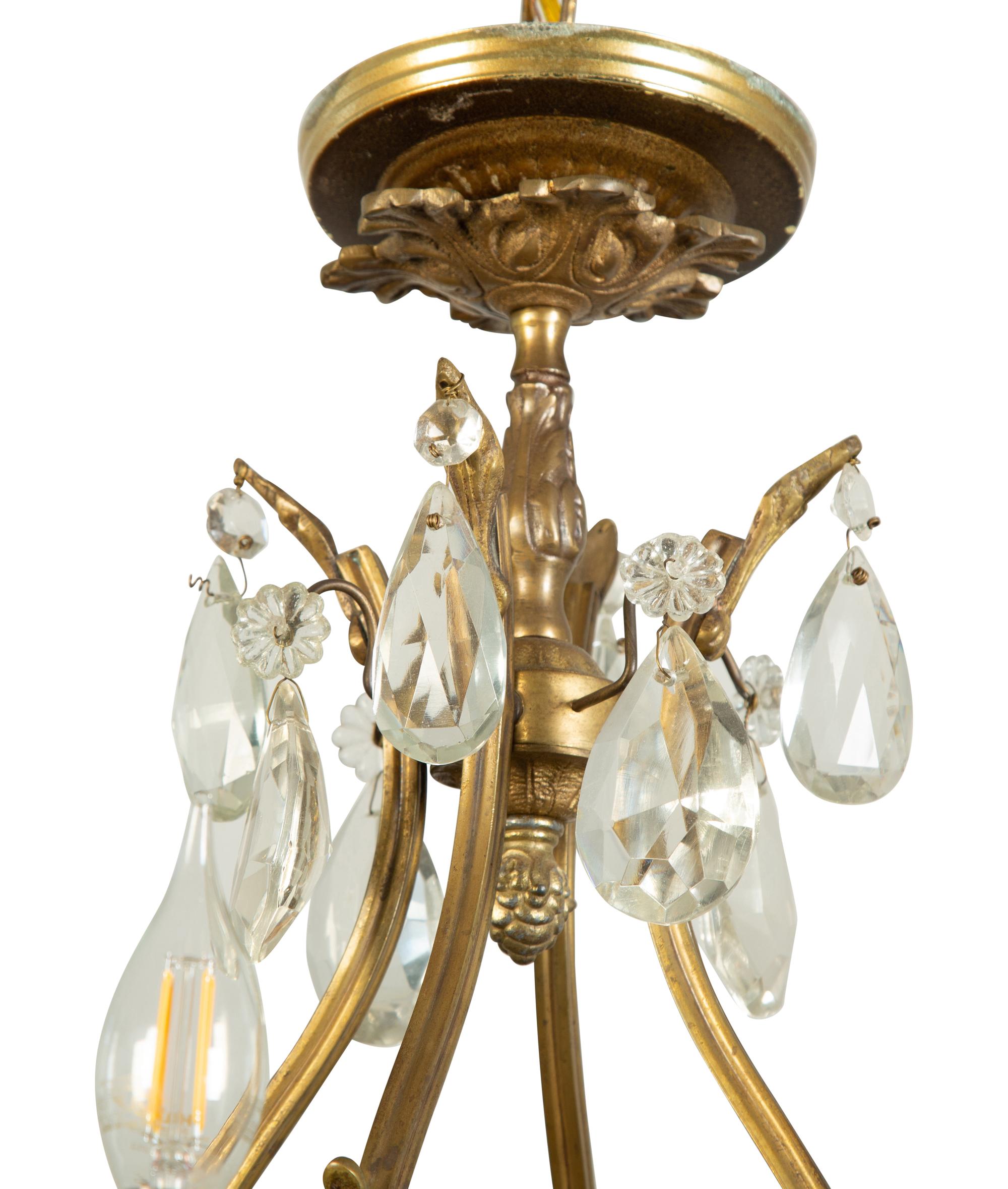 A Louis XV Style Gilt Bronze Four-Light Chandelier