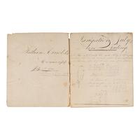 [U.S. Navy]. Arnold, Nathan. Manuscript naval examination book, illustrated with drawings of ships, including the USS Constitution , and voyage charts. N.p., 21 July 1826.
