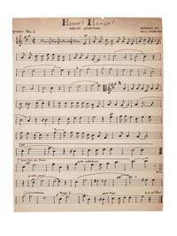 [MUSIC]. JOHNSON, Hall (1888-1970). Honor! Honor! Negro Spiritual. Handwritten sheet music and photograph. Ca 1930s-1940s.