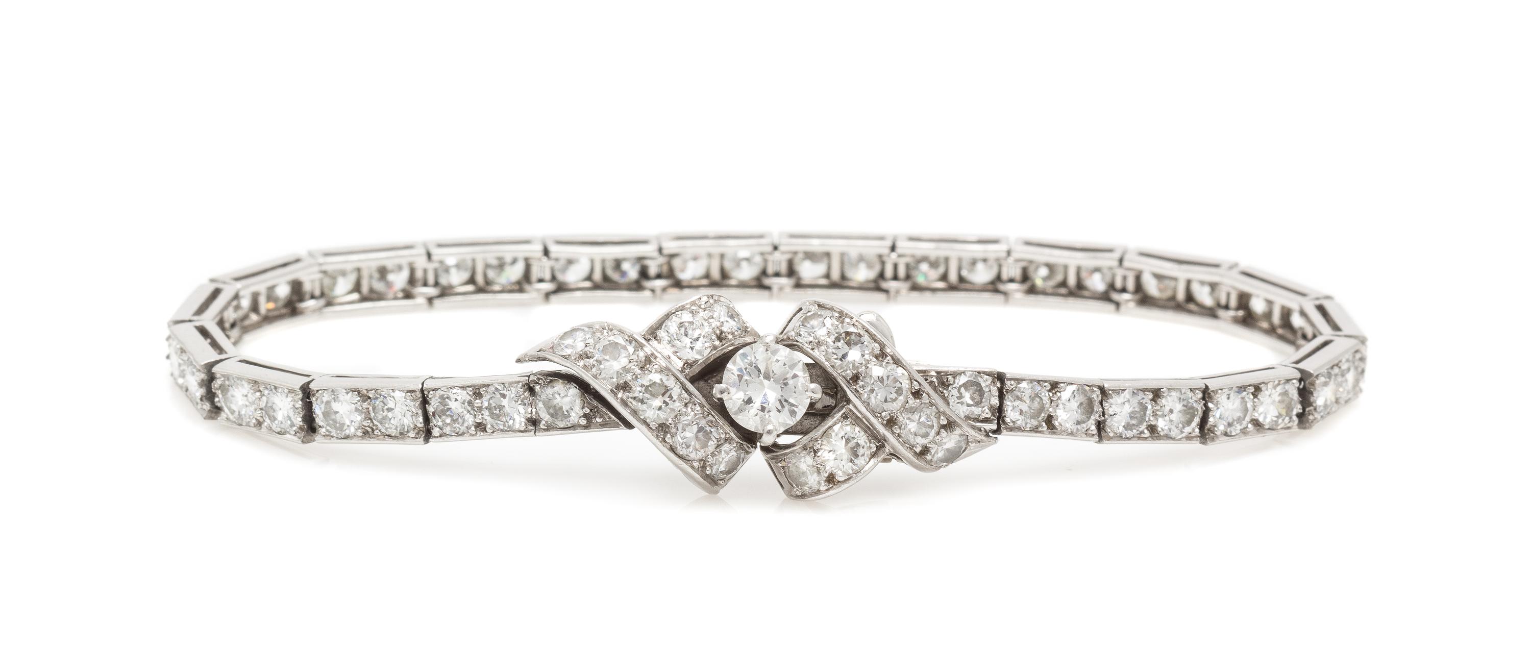 A Platinum and Diamond Bracelet, 13.50 dwts.