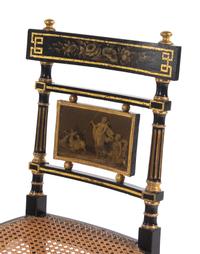 A Set of Six Regency Painted and Parcel Gilt Dining Chairs