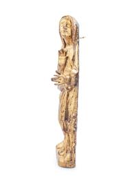 A Pair of Continental Giltwood Relief Carved Figures
