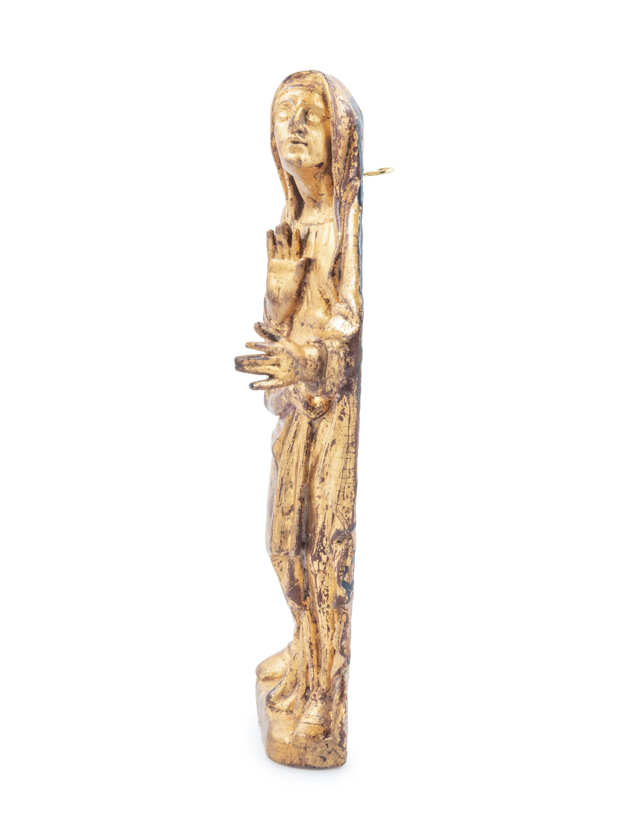 A Pair of Continental Giltwood Relief Carved Figures