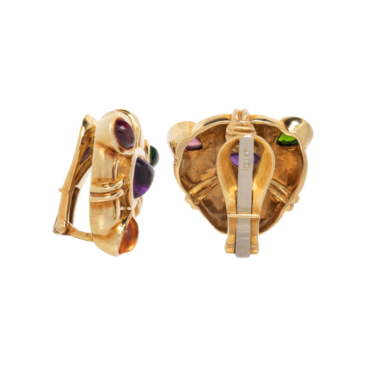 MULTIGEM AND YELLOW GOLD CLIP EARRINGS