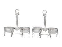 A Pair of French Silver Twin Salts