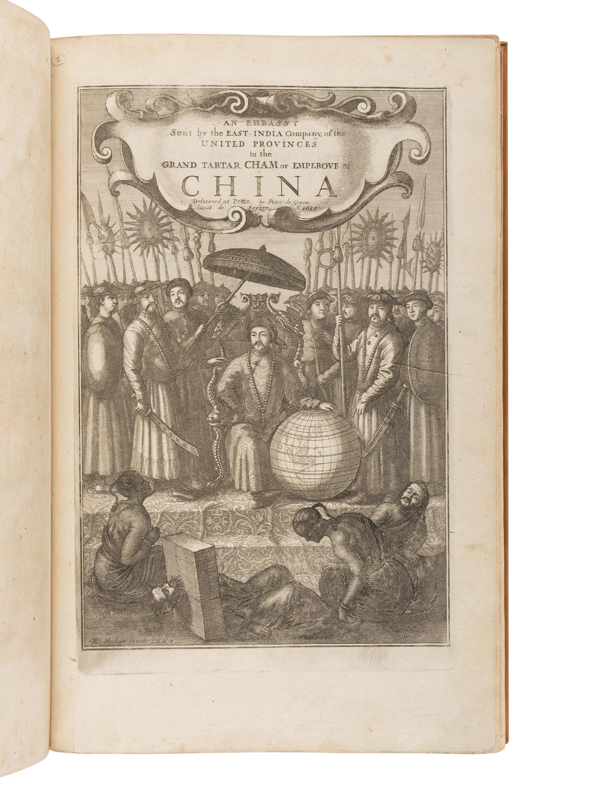 OGILBY, John (1600-1676), translator. NIEUHOFF, Jan (1640-1672). An Embassy from the East-India Company of the United Provinces, to the Grand Tartar Cham Emperour of China . London: John Macock, 1669.