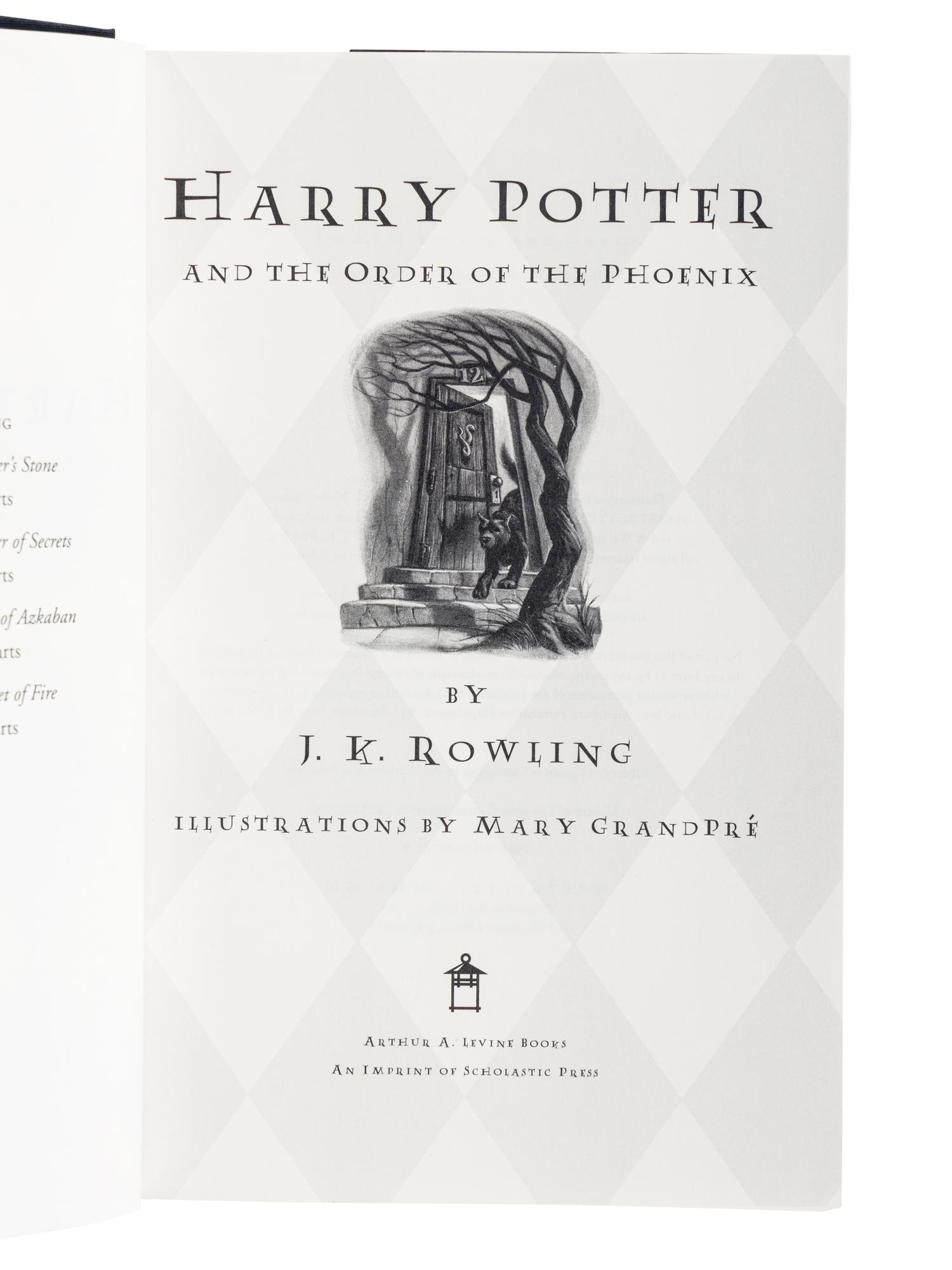 ROWLING, J.K. (b. 1965). A group of 6 works from Rowling’s Harry Potter series, ALL FIRST AMERICAN COLLECTOR’S OR FIRST AMERICAN DELUX EDITIONS, comprising: