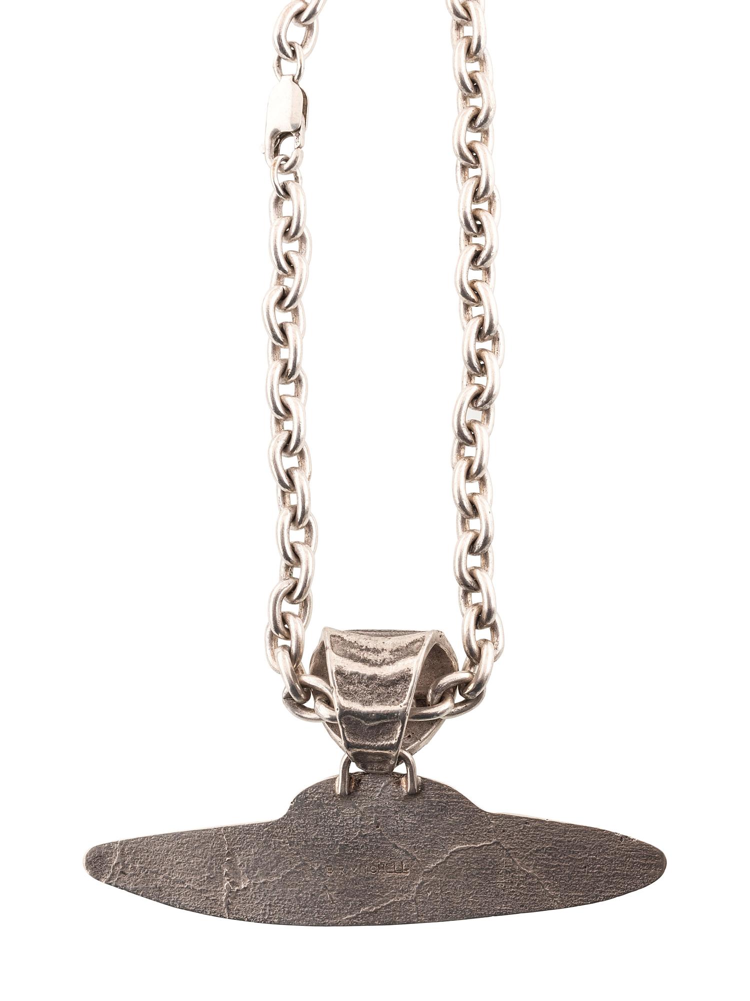 Navajo Tufa Cast Silver Space Themed Necklace