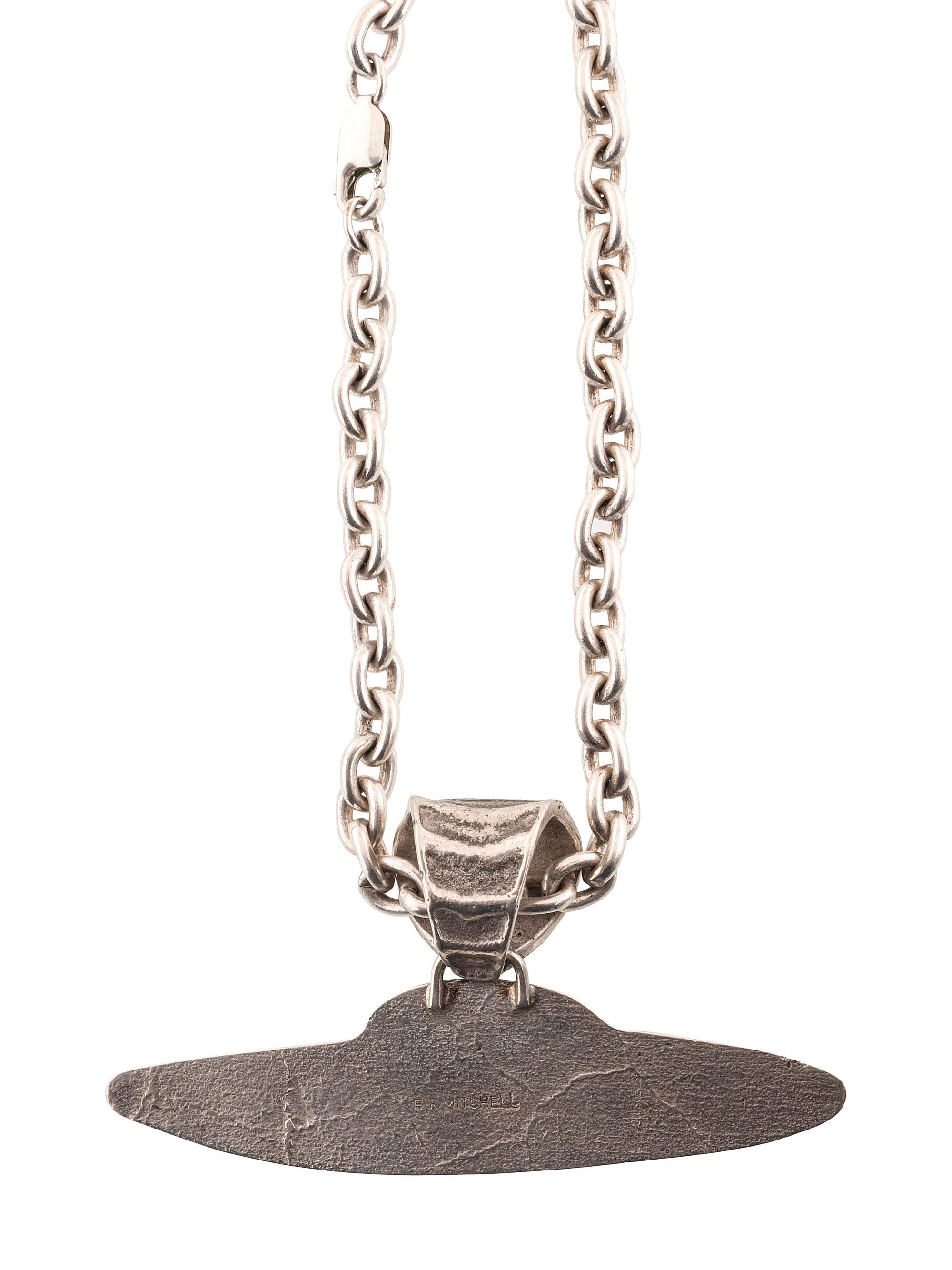 Navajo Tufa Cast Silver Space Themed Necklace