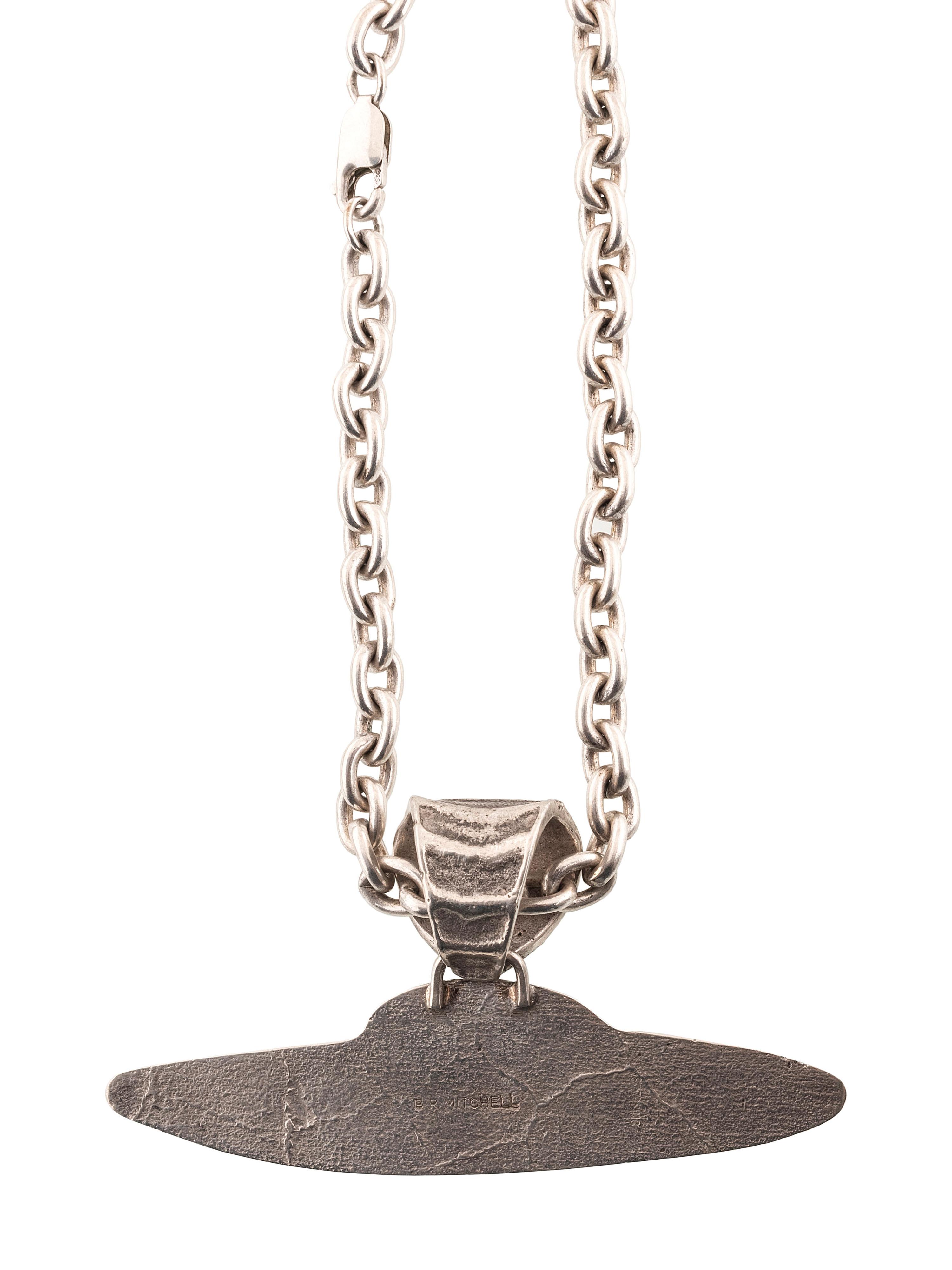 Navajo Tufa Cast Silver Space Themed Necklace