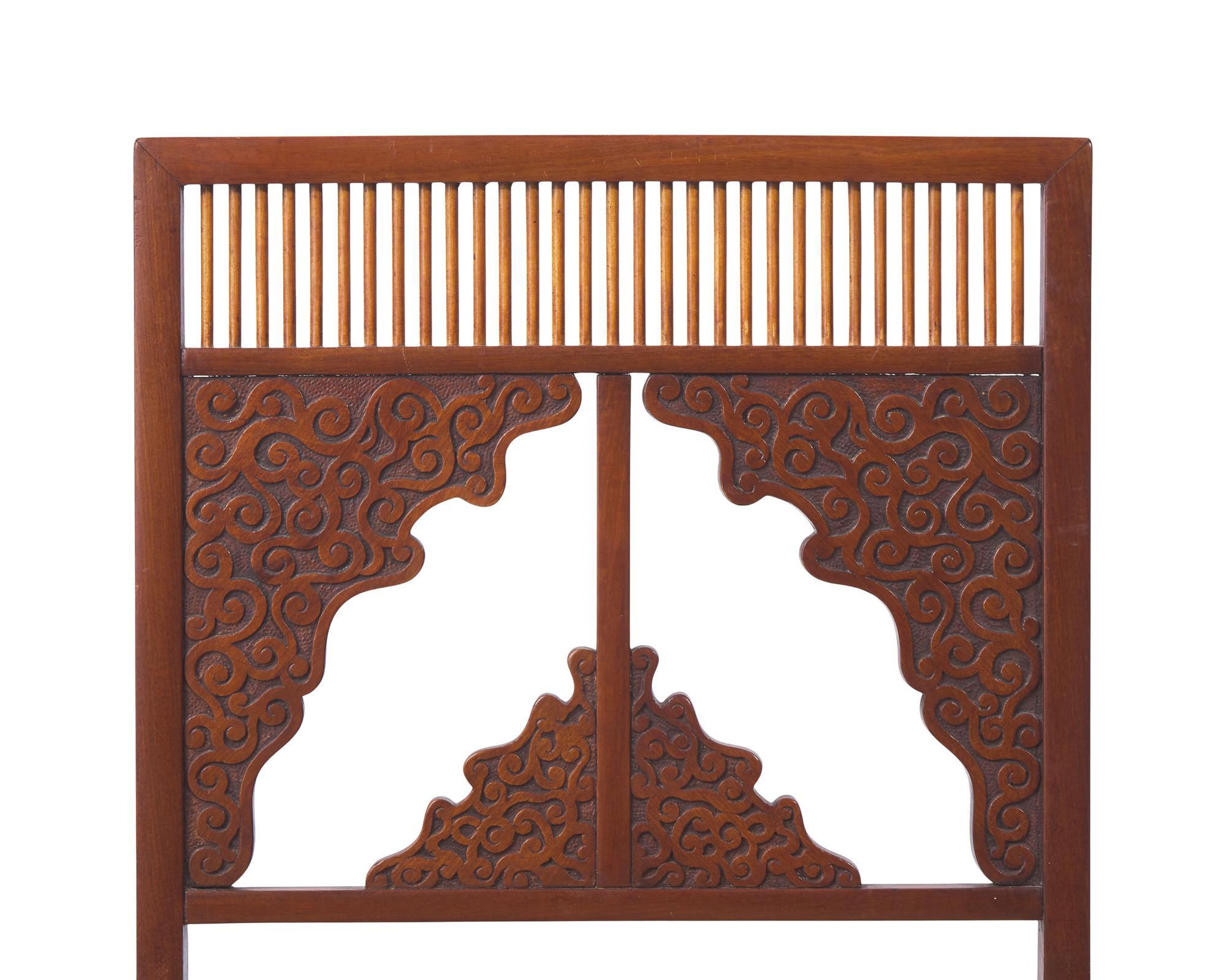 An Aesthetic Movement Carved Teak Side Chair