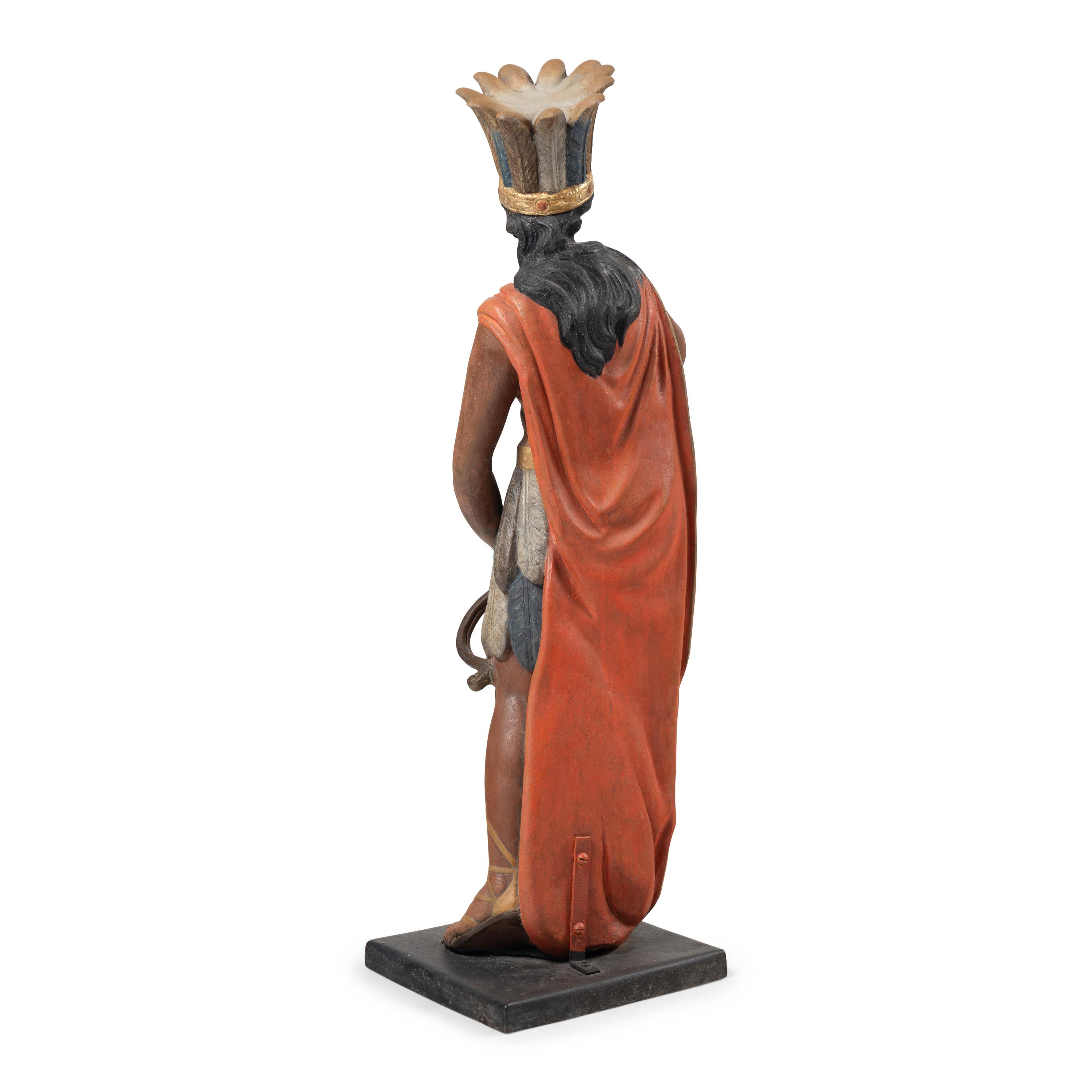 A Painted Zinc and Wood "Indian Maiden" Tobacconist Figure